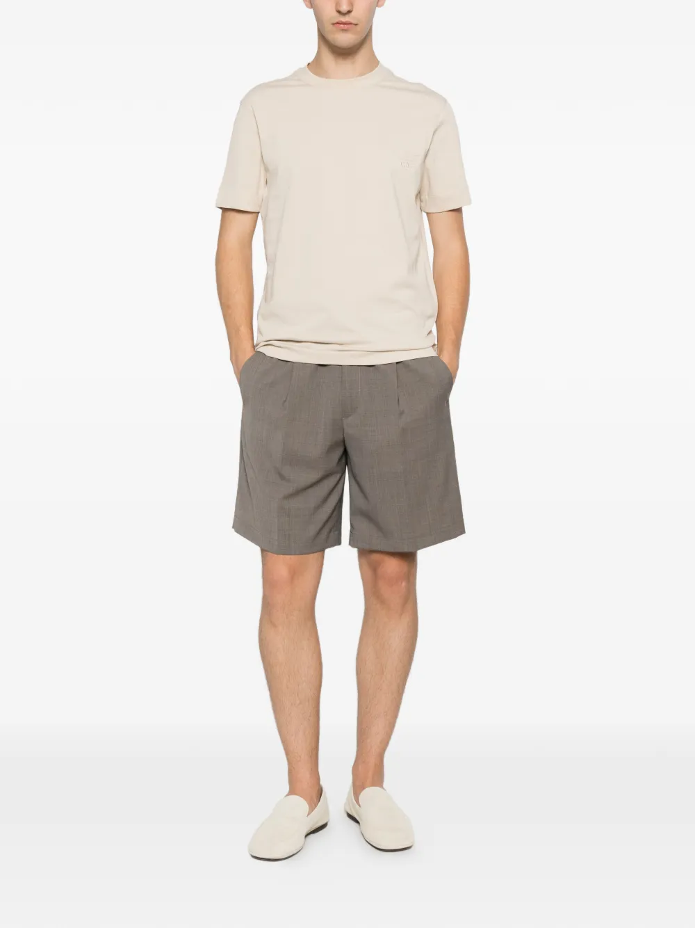 Emporio Armani T-shirt met geborduurd logo Beige