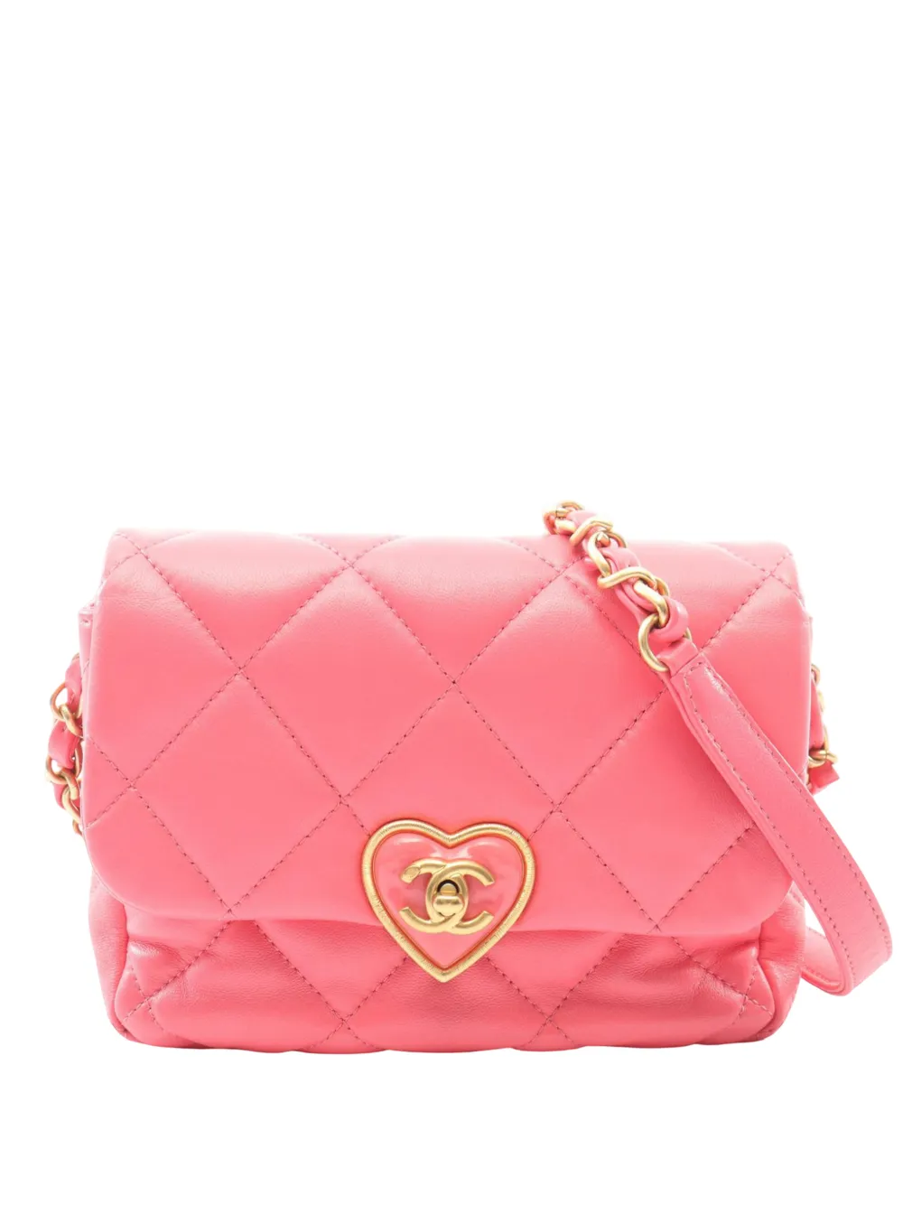 CHANEL Pre-Owned 2021-2026 Mini Quilted Lambskin Acrylic Coco Love Flap crossbody bag - Rosa