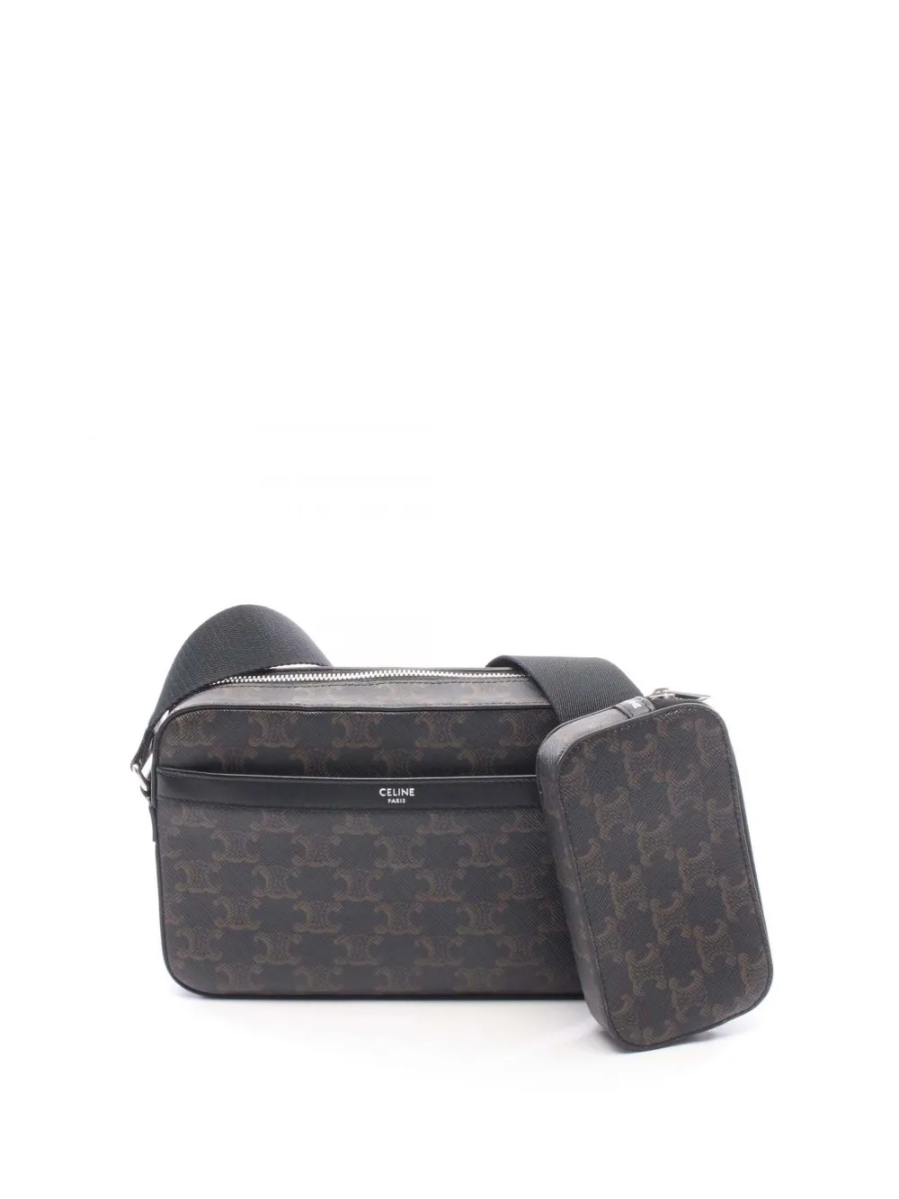 Celine Pre-Owned 2021-2026 Triomphe Coated Canvas Multi crossbody bag - Nero