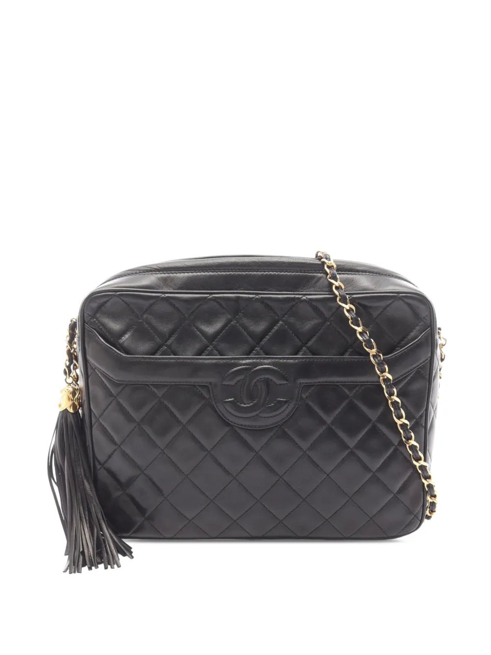 CHANEL Pre-Owned 1991-1994 CC Quilted Lambskin Tassel crossbody bag - Nero