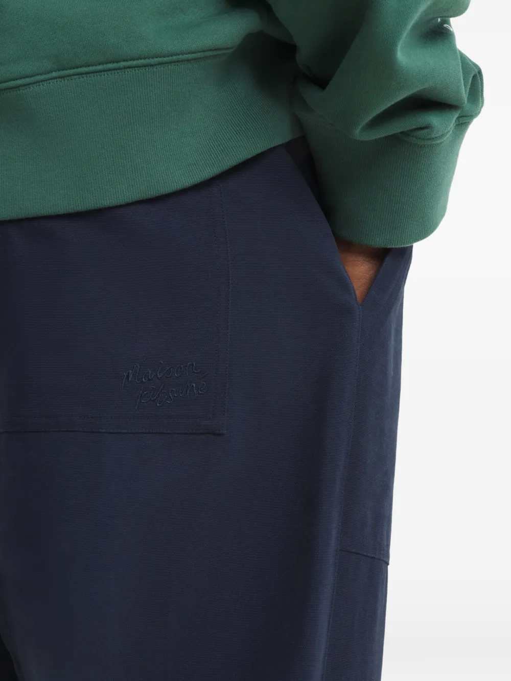 Maison Kitsuné Trainingsbroek met trekkoord en opgestikte zak Blauw