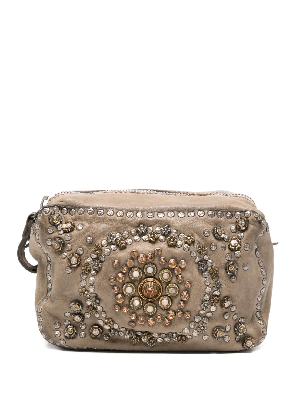 Campomaggi Kate crystal-embellished studded cross body bag - Toni neutri