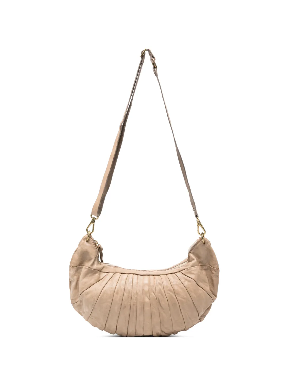 Campomaggi Luna pleated leather cross body bag - Toni neutri