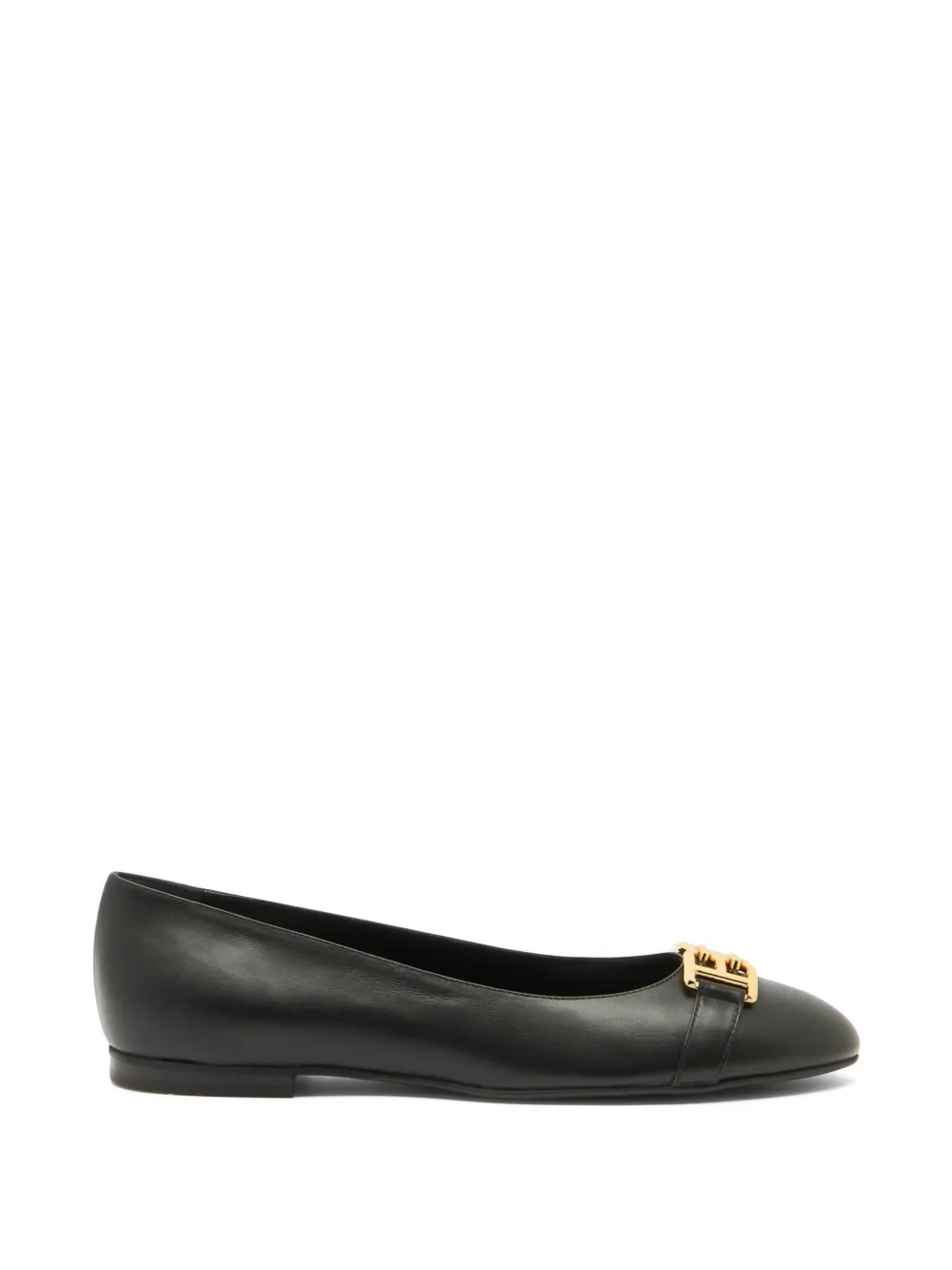 Bally logo-plaque leather ballet flats - Nero