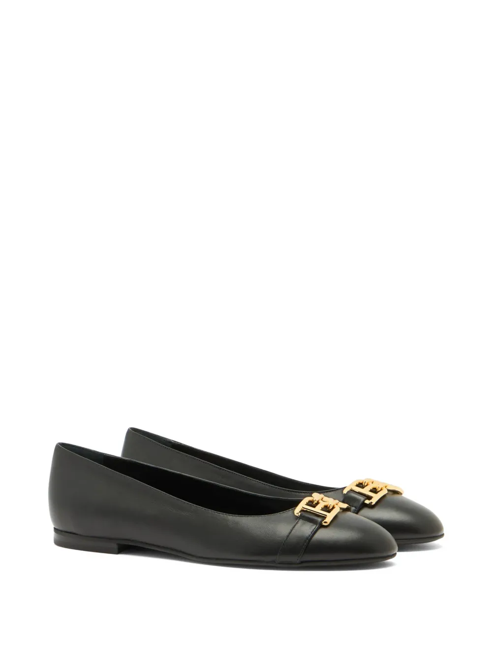 Bally logo-plaque leather ballet flats Zwart