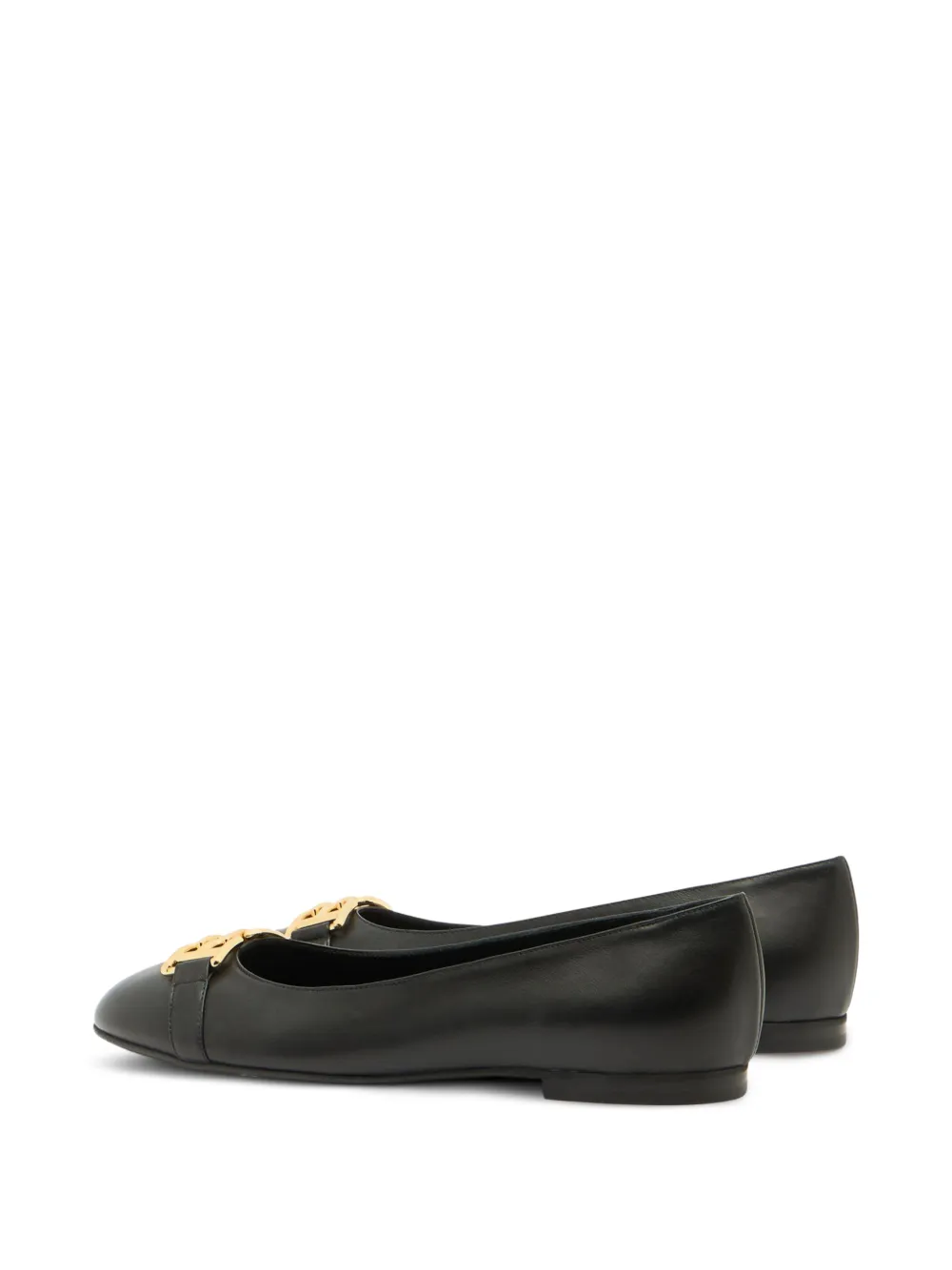 Bally logo-plaque leather ballet flats Zwart