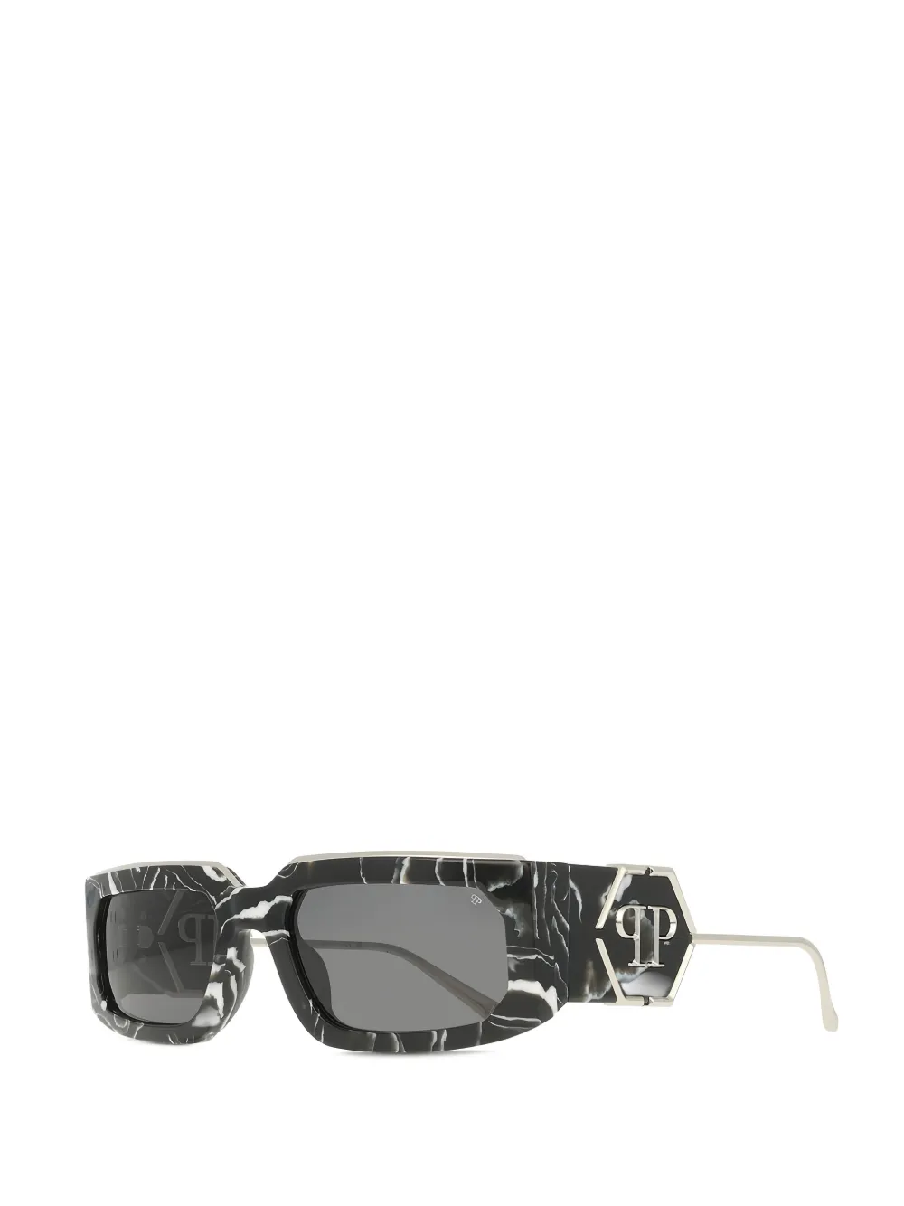 Philipp Plein Eyewear Zonnebril met rechthoekig montuur Zwart