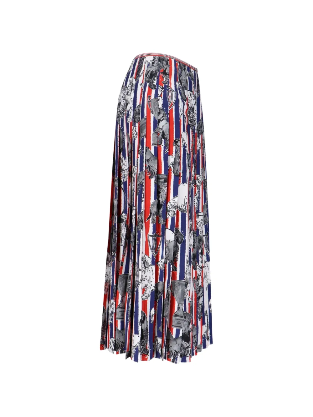 Thom Browne Gestreepte maxi-rok met plooien en grafische print Blauw