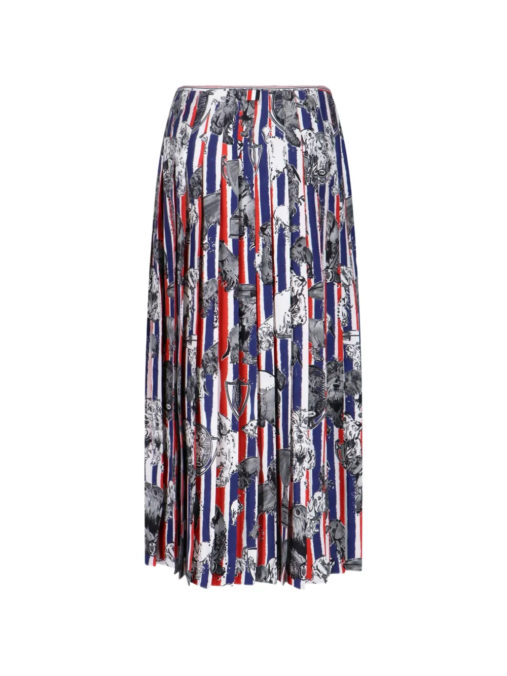 Thom Browne Gestreepte maxi-rok met plooien en grafische print Blauw