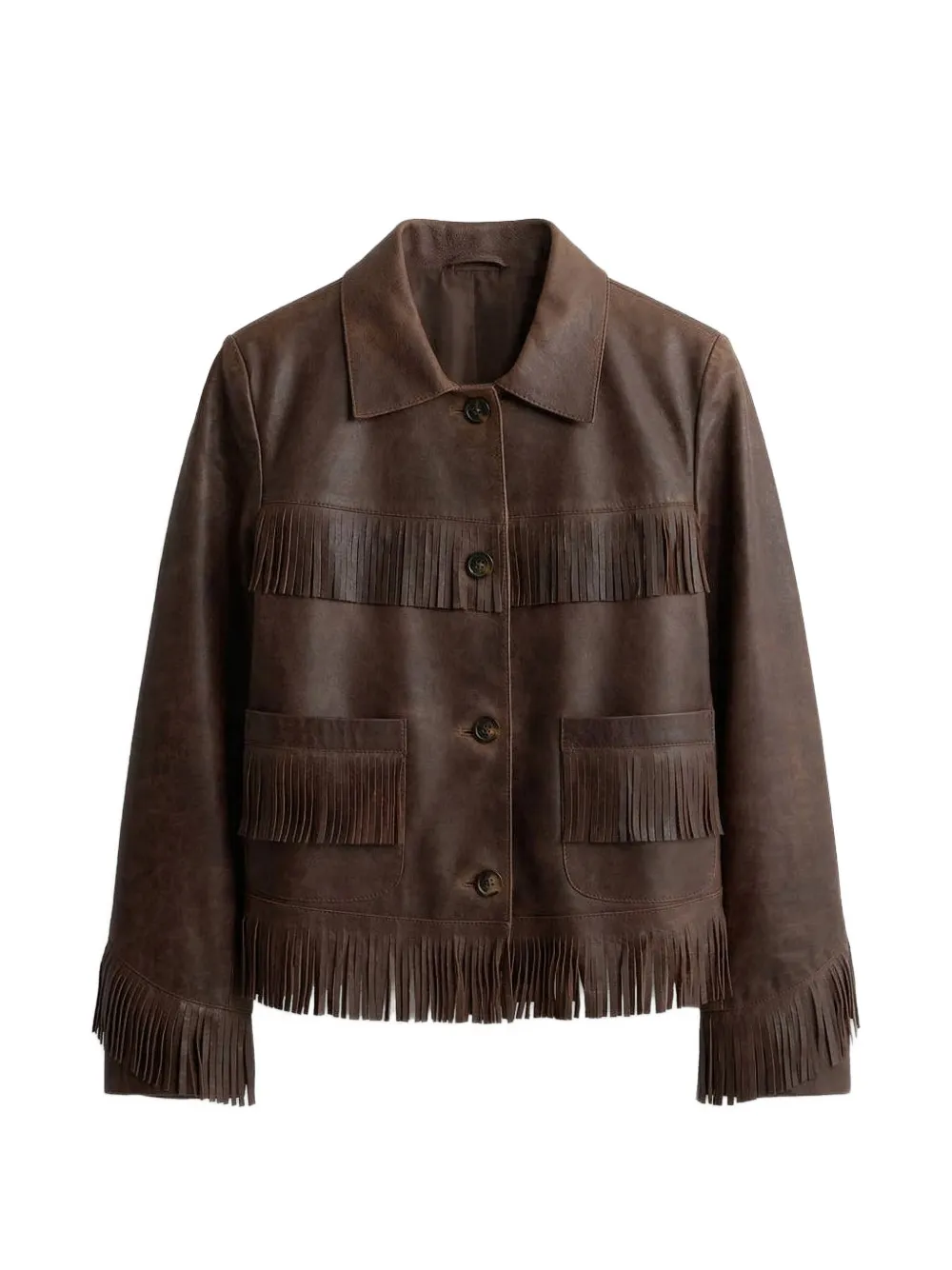 Nili Lotan fringed patch-pockets jacket - Marrone