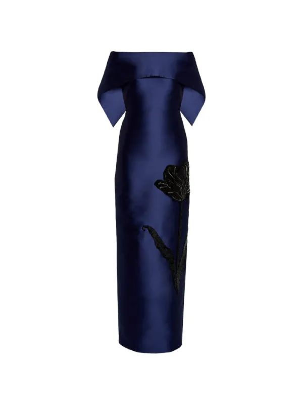 ERDEM フローラルオフショルダー ドレス | ブルー | FARFETCH JP