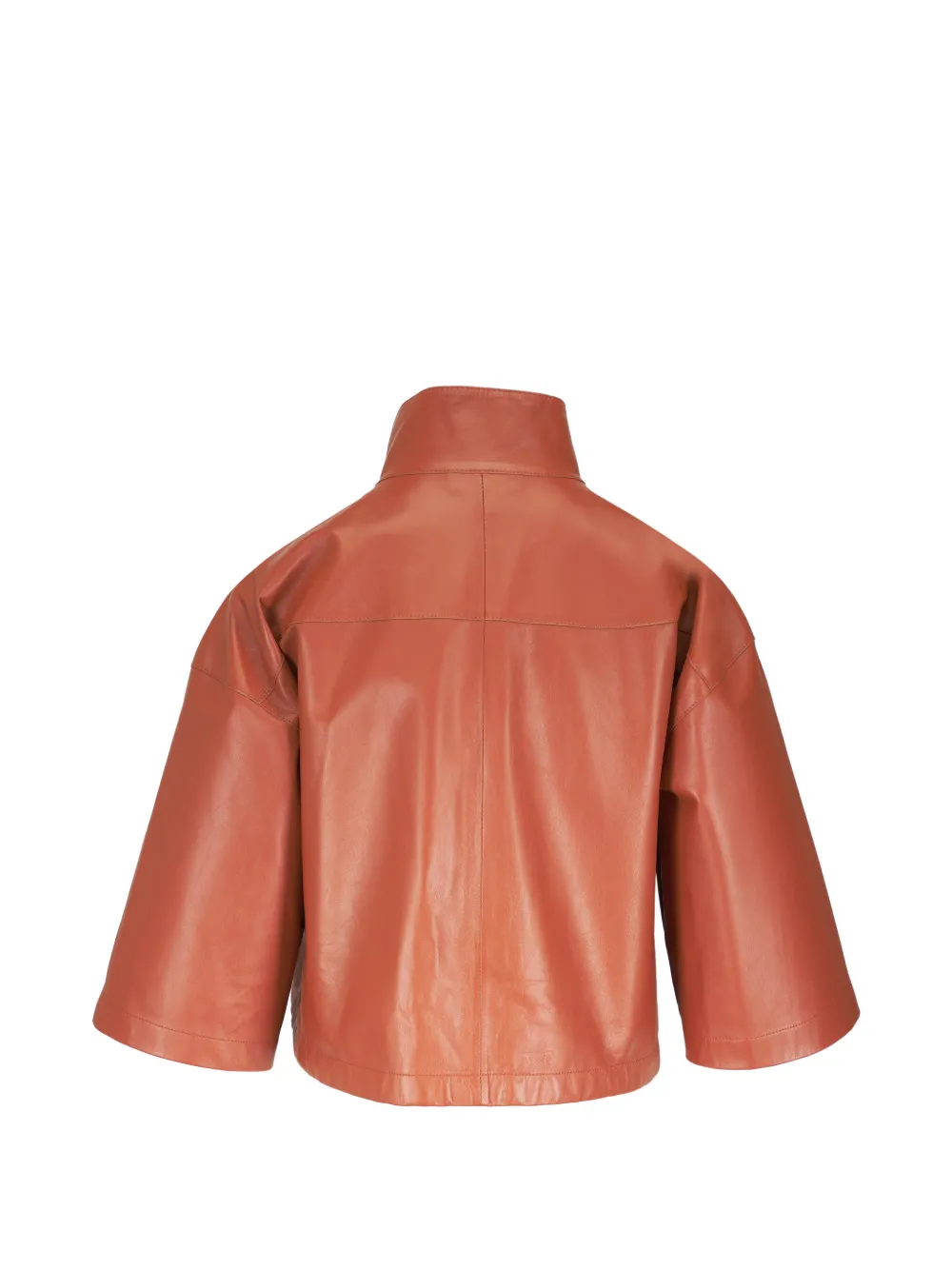 Lafayette 148 Cropped leren shirtjack - Bruin