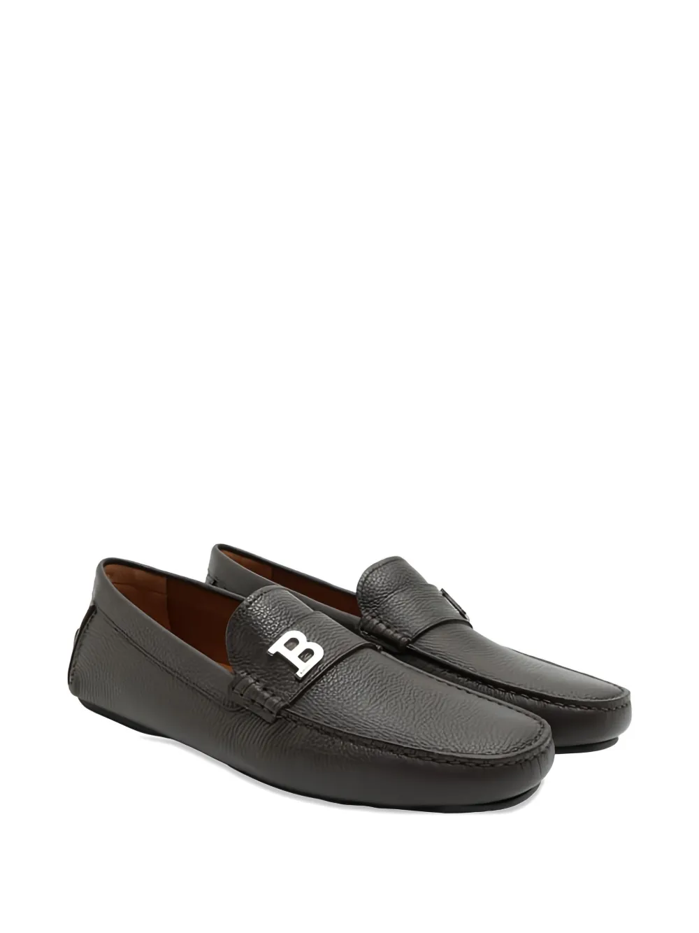 Bally Leren loafers met logo Bruin