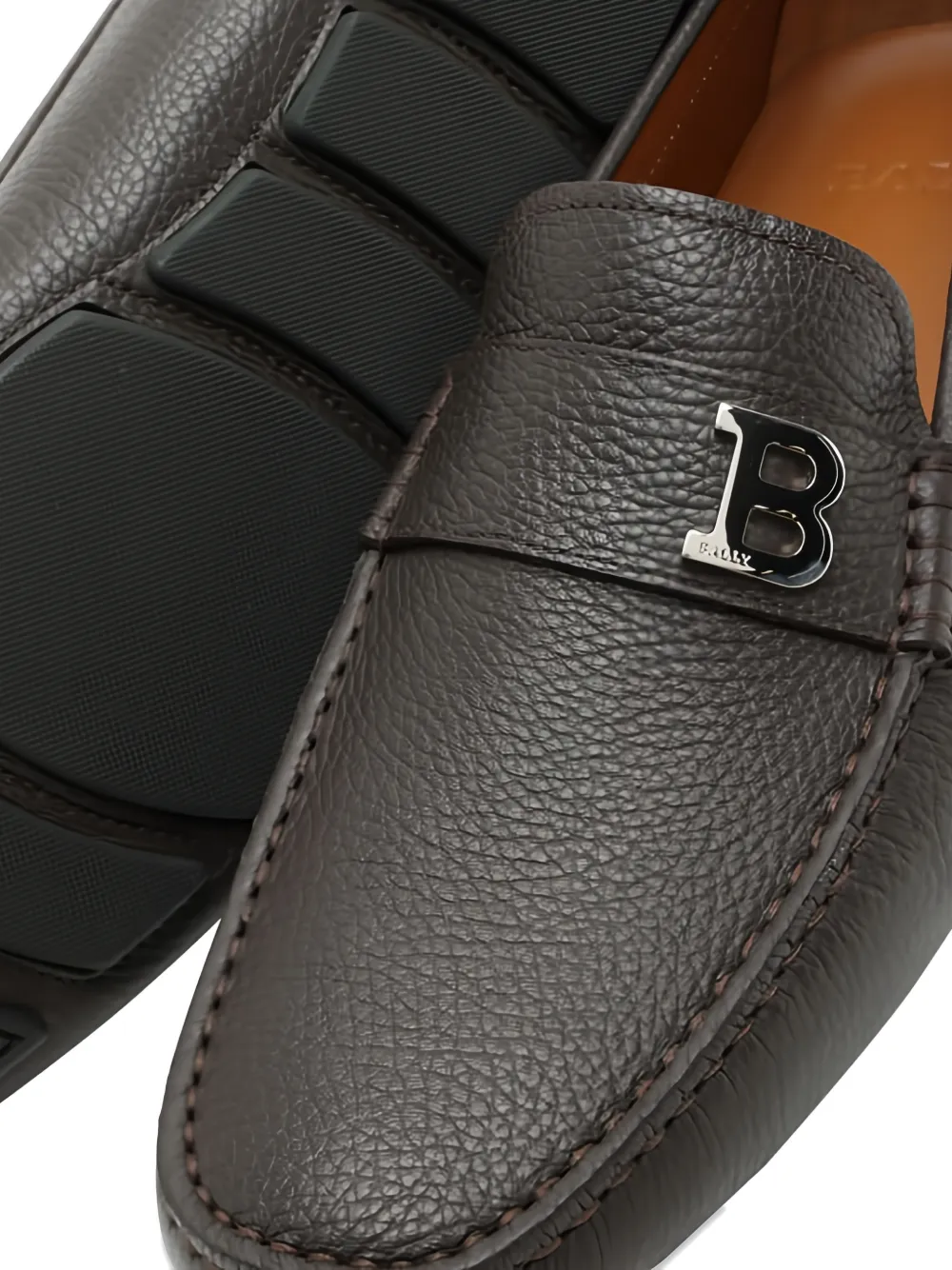 Bally Leren loafers met logo Bruin