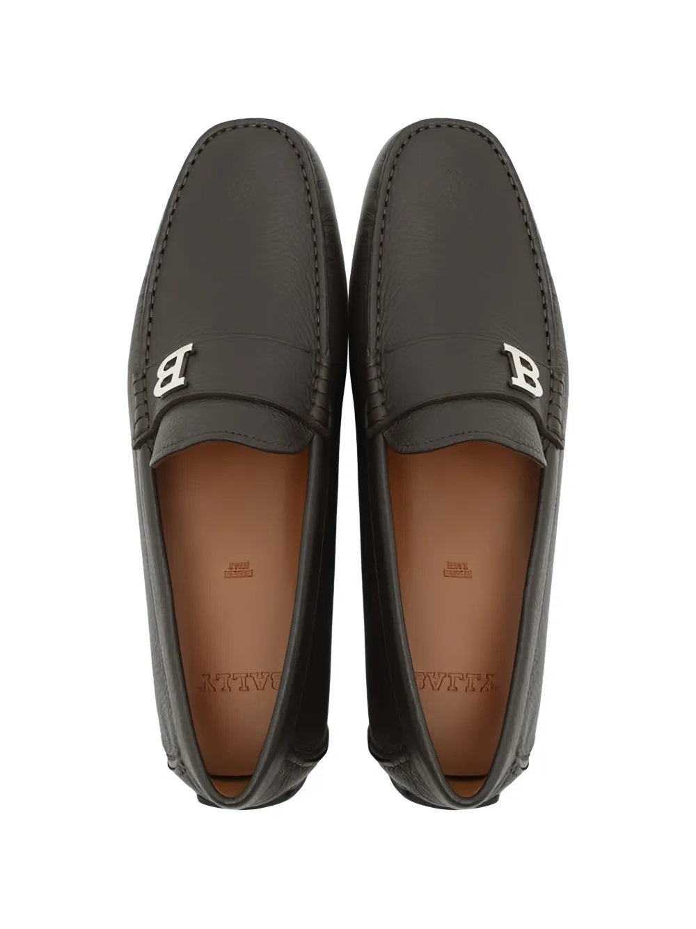 Bally Leren loafers met logo Bruin