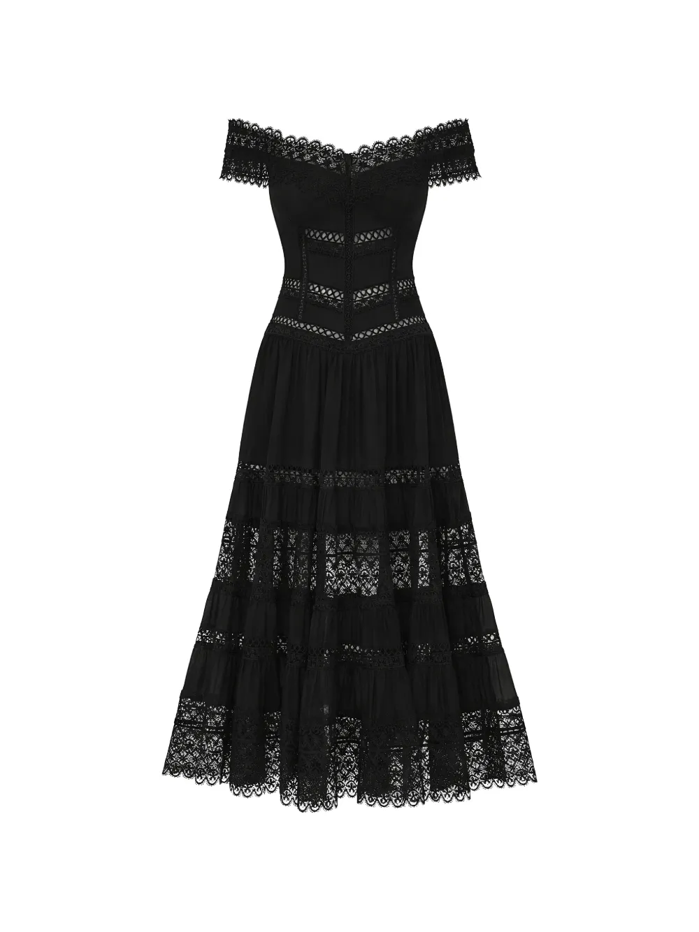 Charo Ruiz Ibiza Amaira lace tiered dress - Black