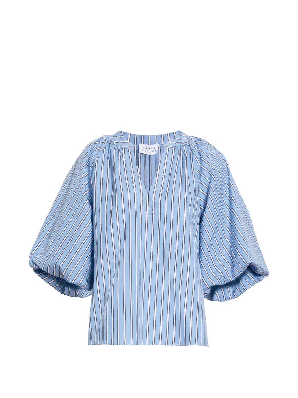 Tanya Taylor Marine striped V-neck top - Blu