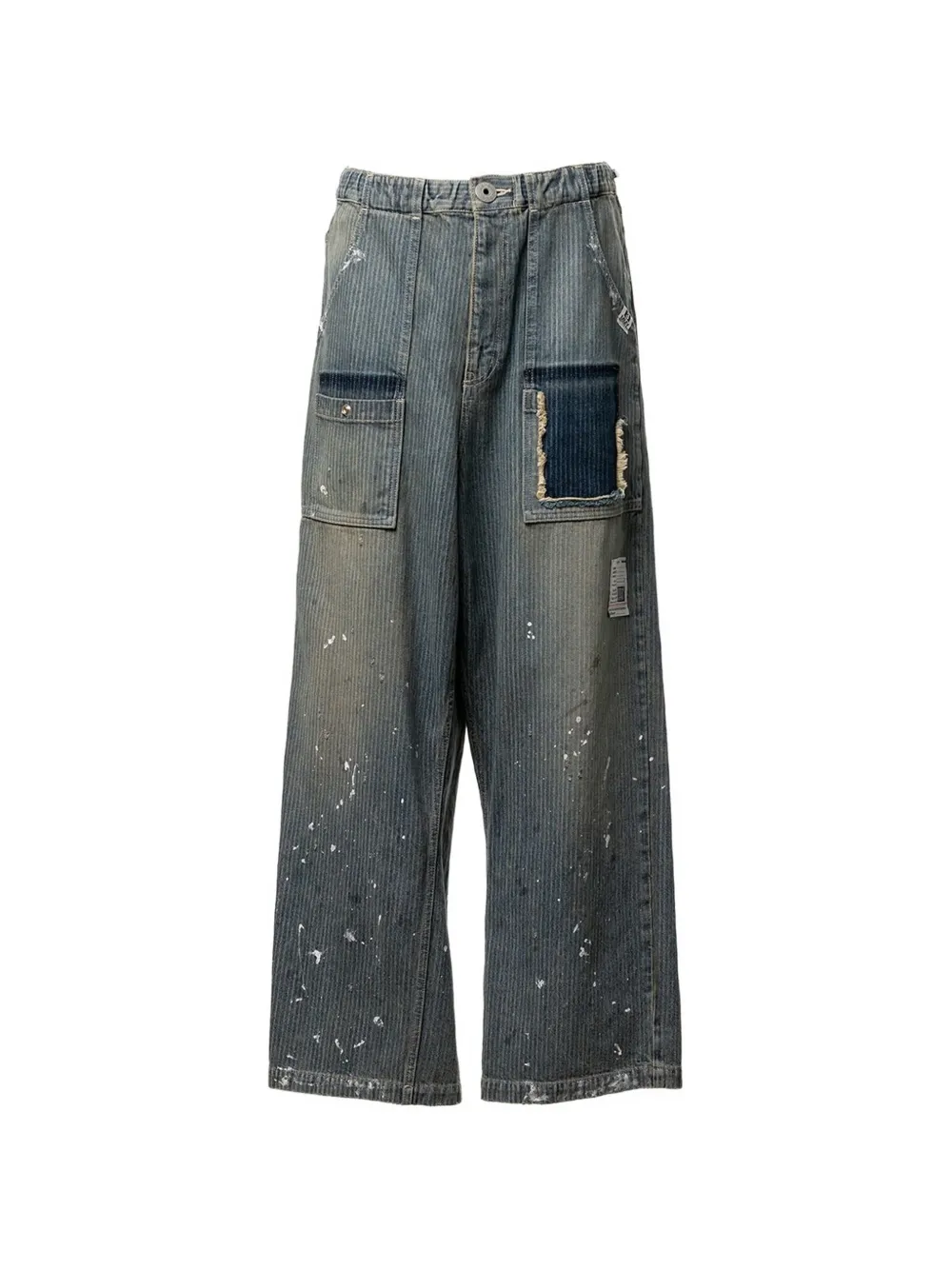Maison MIHARA YASUHIRO stripe patchwork jeans - Blu