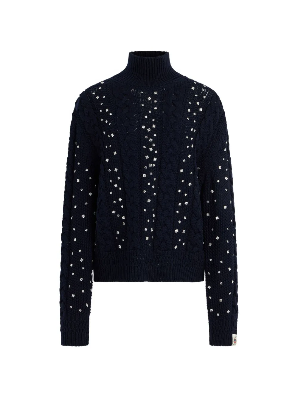 Bally rhinestone-embellished cable-knit sweater - Blu