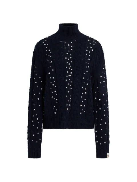 Bally rhinestone-embellished cable-knit sweater