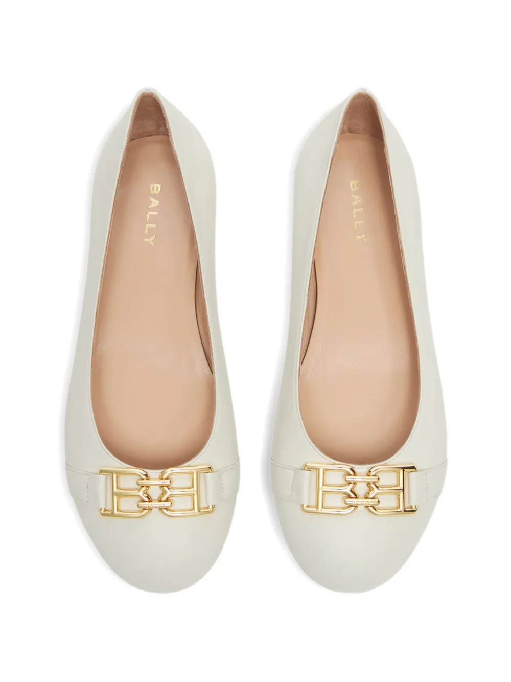 Bally logo-plaque leather ballet flats Beige