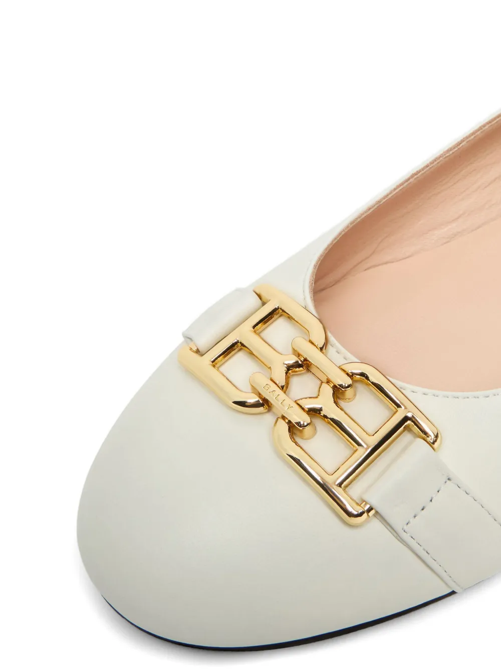 Bally logo-plaque leather ballet flats Beige