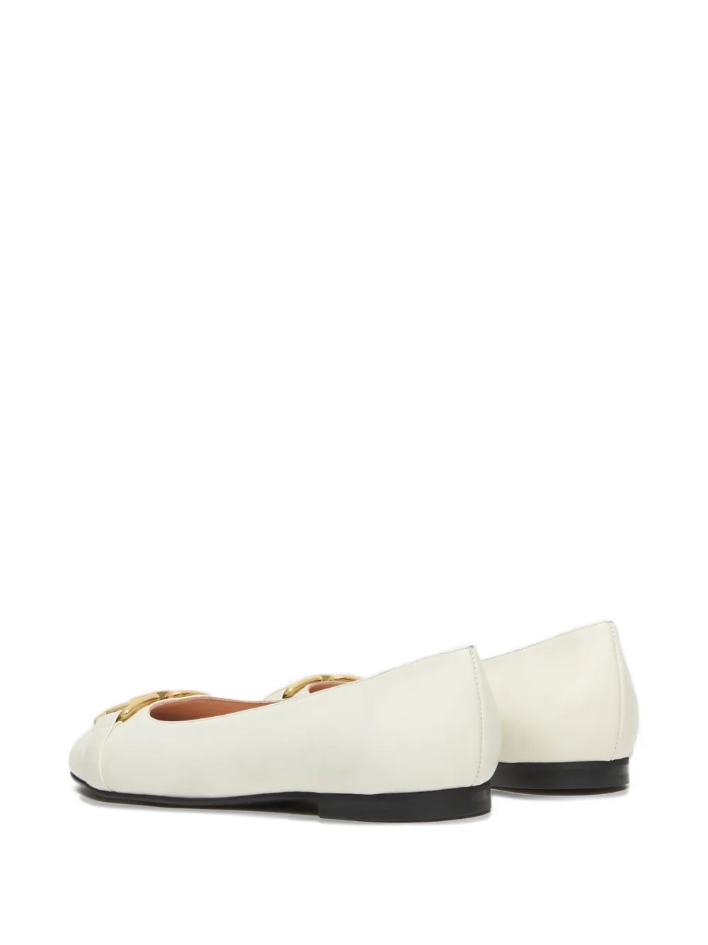 Bally logo-plaque leather ballet flats Beige