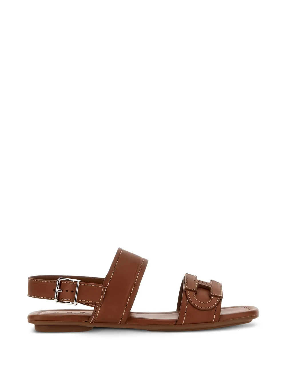 Hogan leather flat sandals - Marrone
