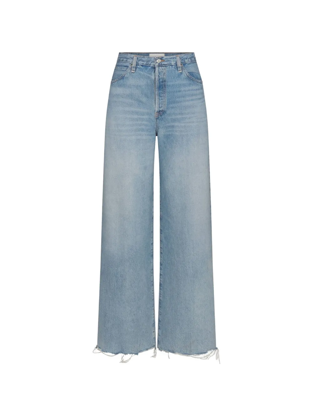 FRAME Colligiate frayed hem wide-leg jeans - Blu