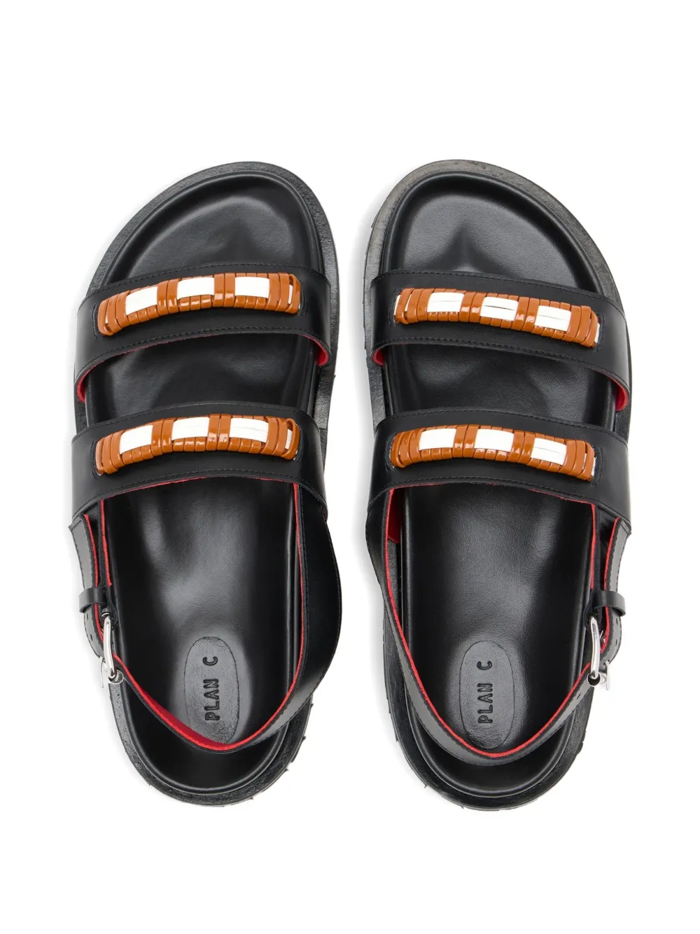 Plan C buckle-strap sandals Zwart