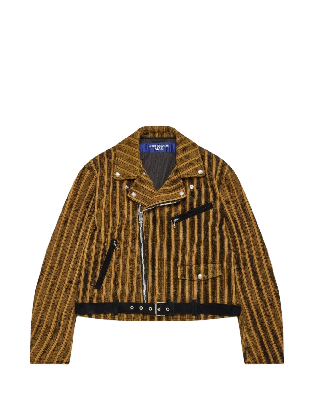 Junya Watanabe MAN striped biker jacket - Nero