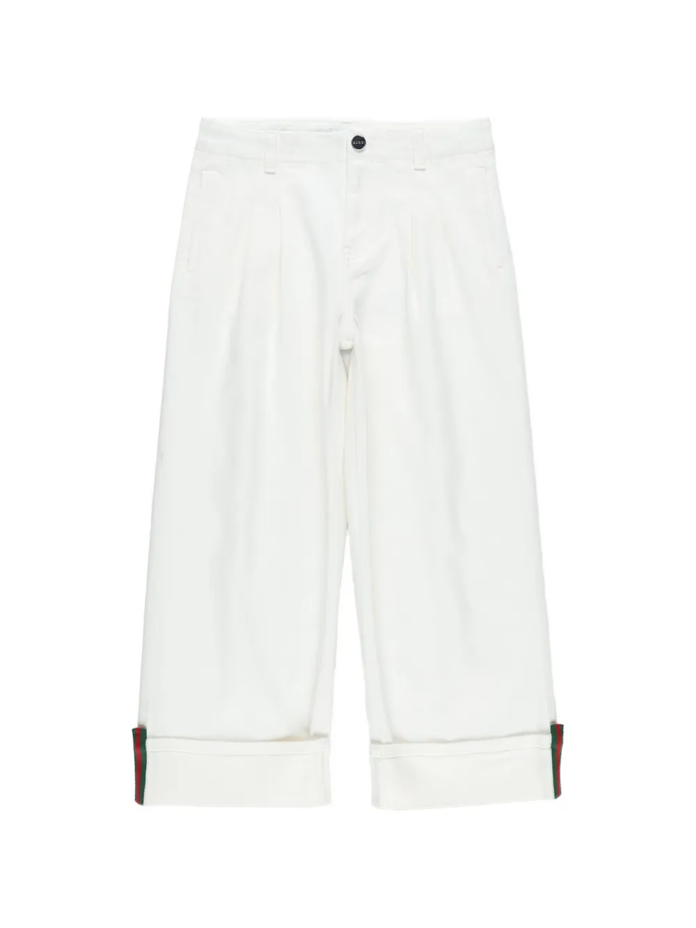 Gucci Kids striped cuff trousers - White