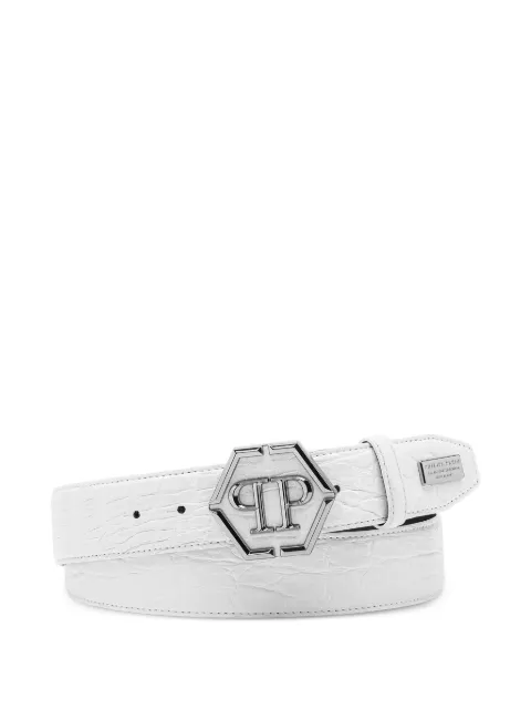 Philipp Plein Cinto com logo e efeito pele de crocodilo