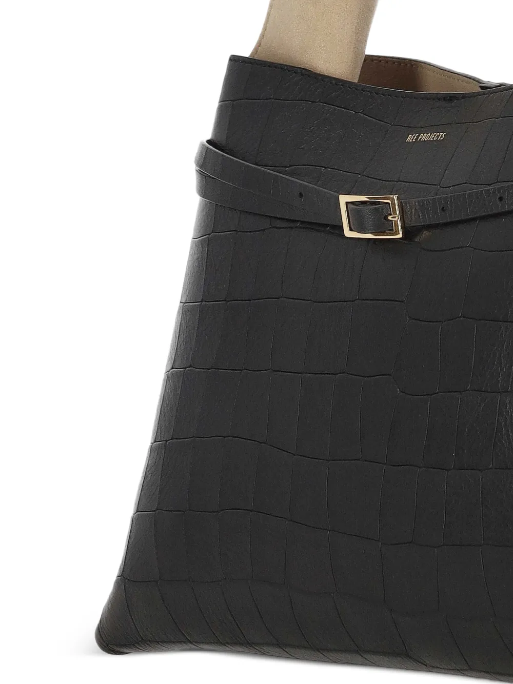 REE PROJECTS Kleine Clare leren shopper Zwart