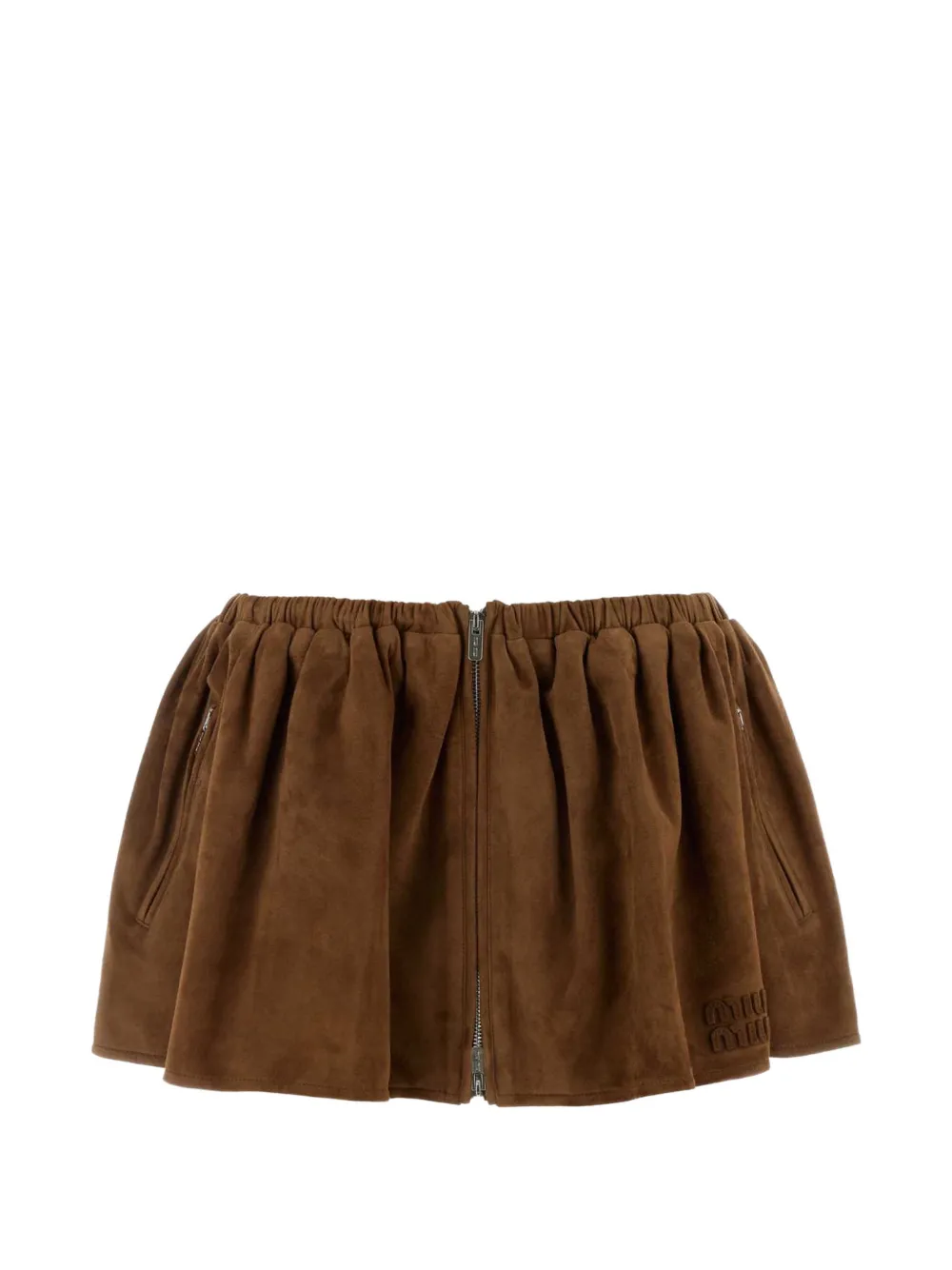 Miu Miu camel suede mini skirt - Marrone