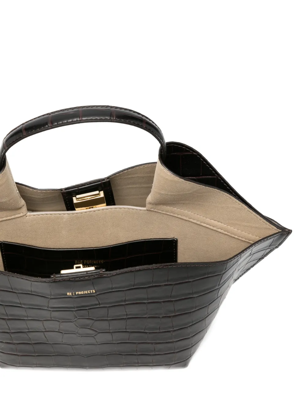 REE PROJECTS Kleine Ann shopper met krokodillen-reliëf Bruin