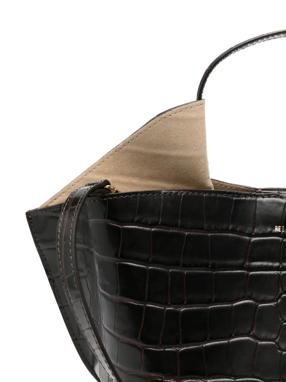 REE PROJECTS Kleine Ann shopper met krokodillen-reliëf Bruin