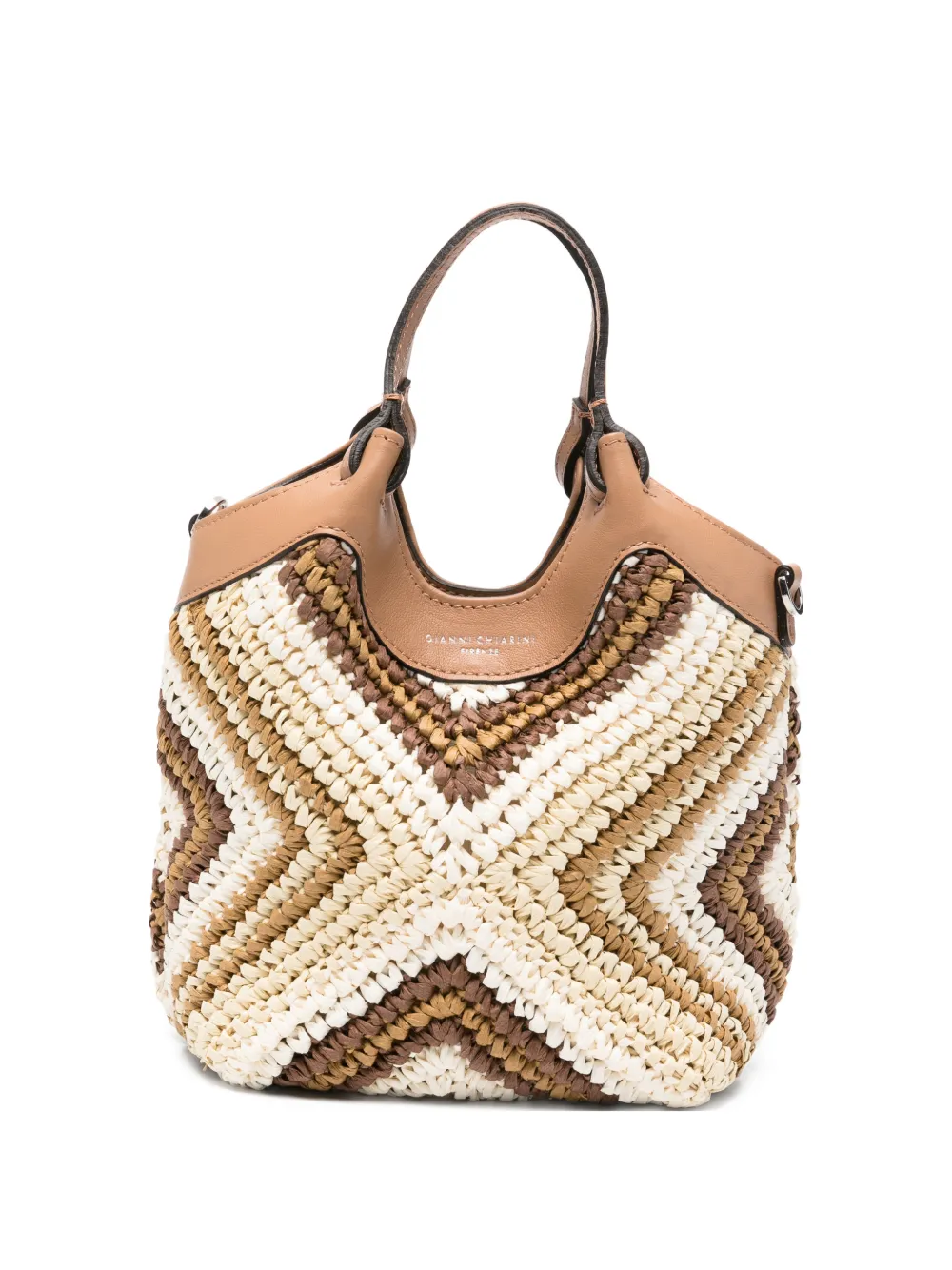 GIANNI CHIARINI Dua woven chevron-pattern tote bag - Marrone