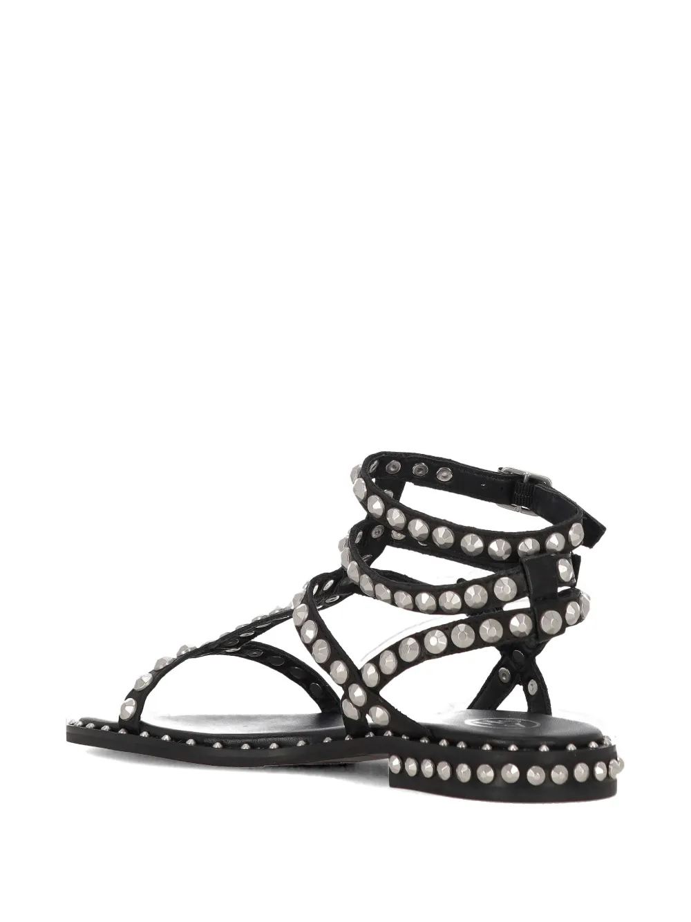 Ash Play buckle studded leather sandals Zwart