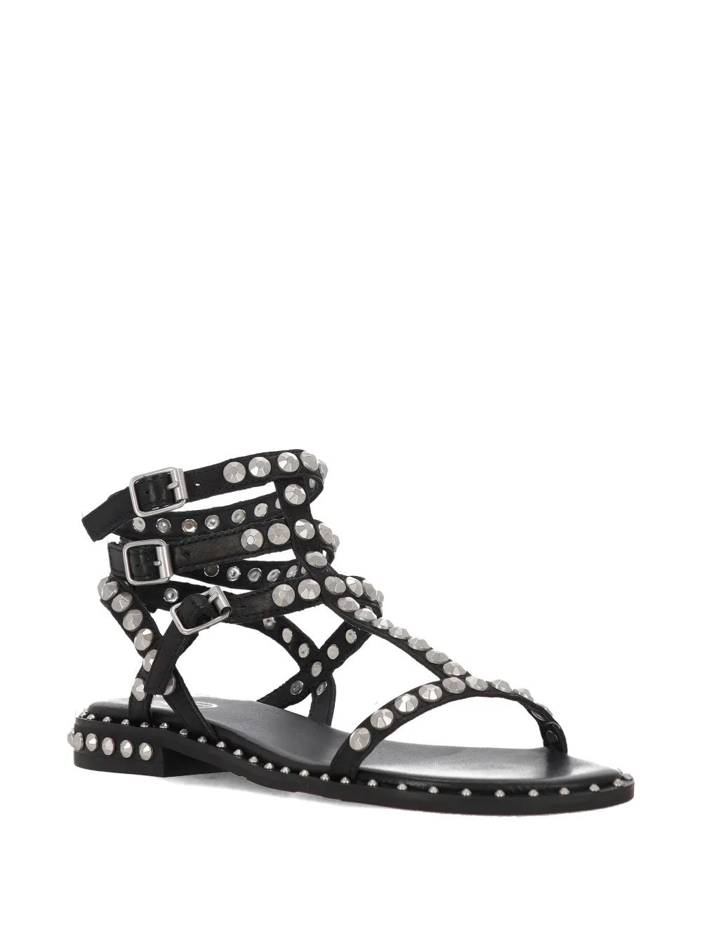 Ash Play buckle studded leather sandals Zwart