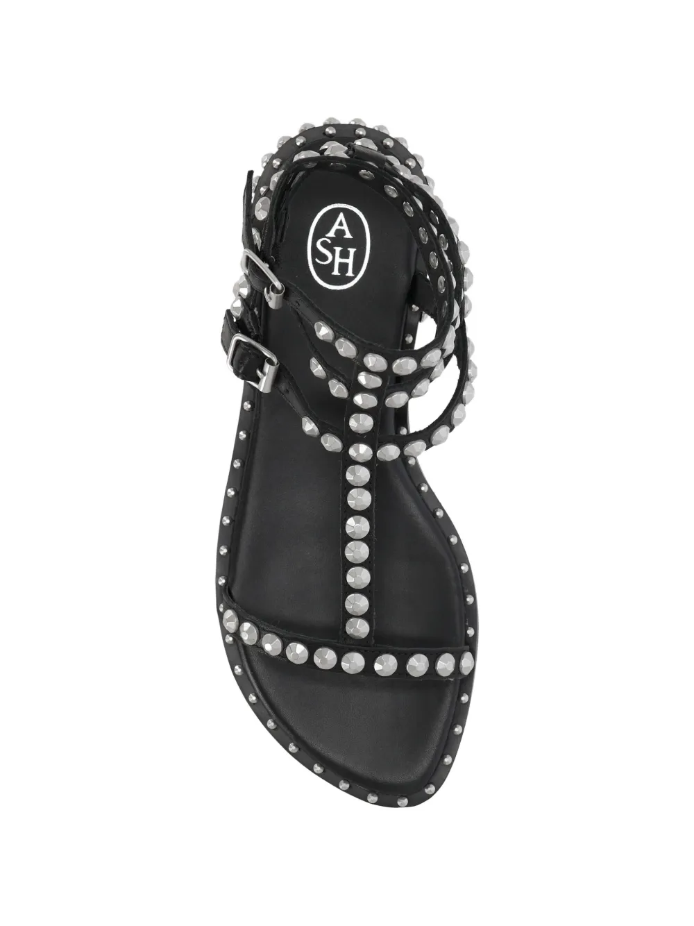 Ash Play buckle studded leather sandals Zwart