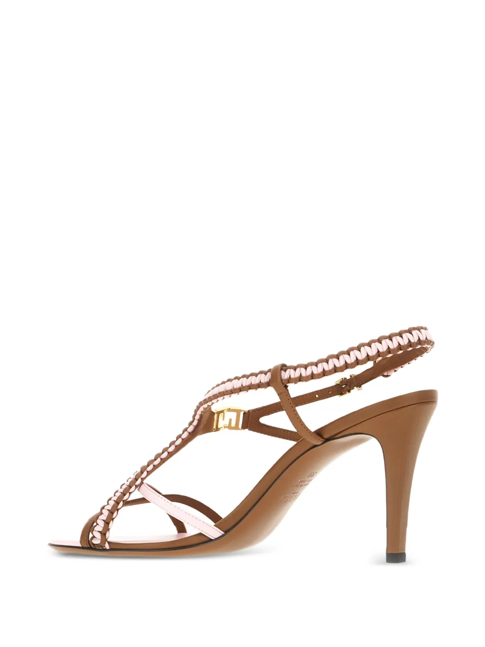 FENDI 85mm FFold heeled sandals Beige