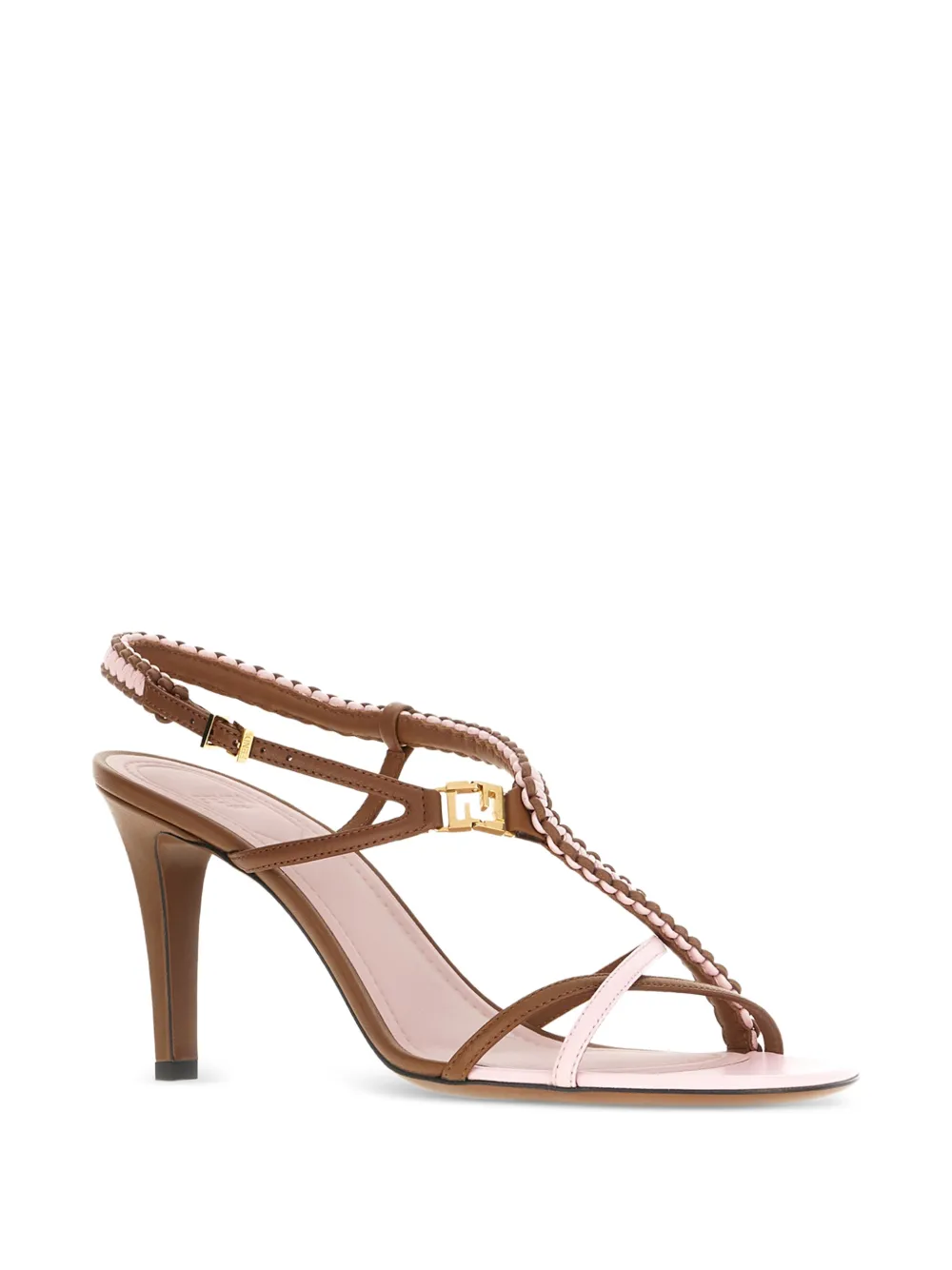 FENDI 85mm FFold heeled sandals Beige
