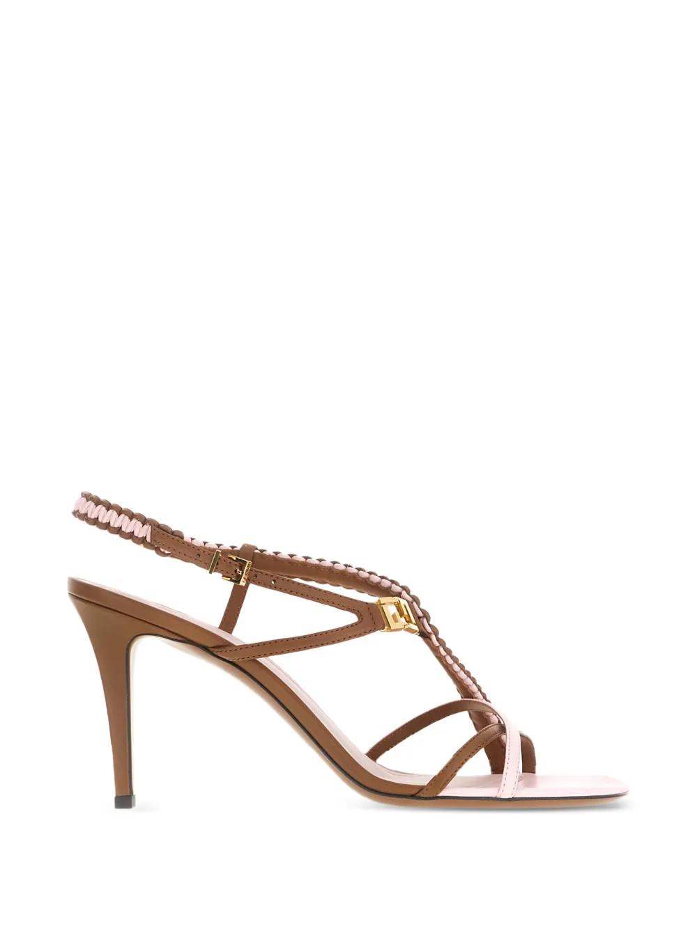 FENDI 85mm FFold heeled sandals Beige