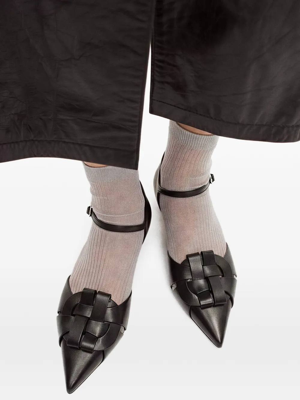 Scarosso Amanda geweven pumps met puntneus Zwart