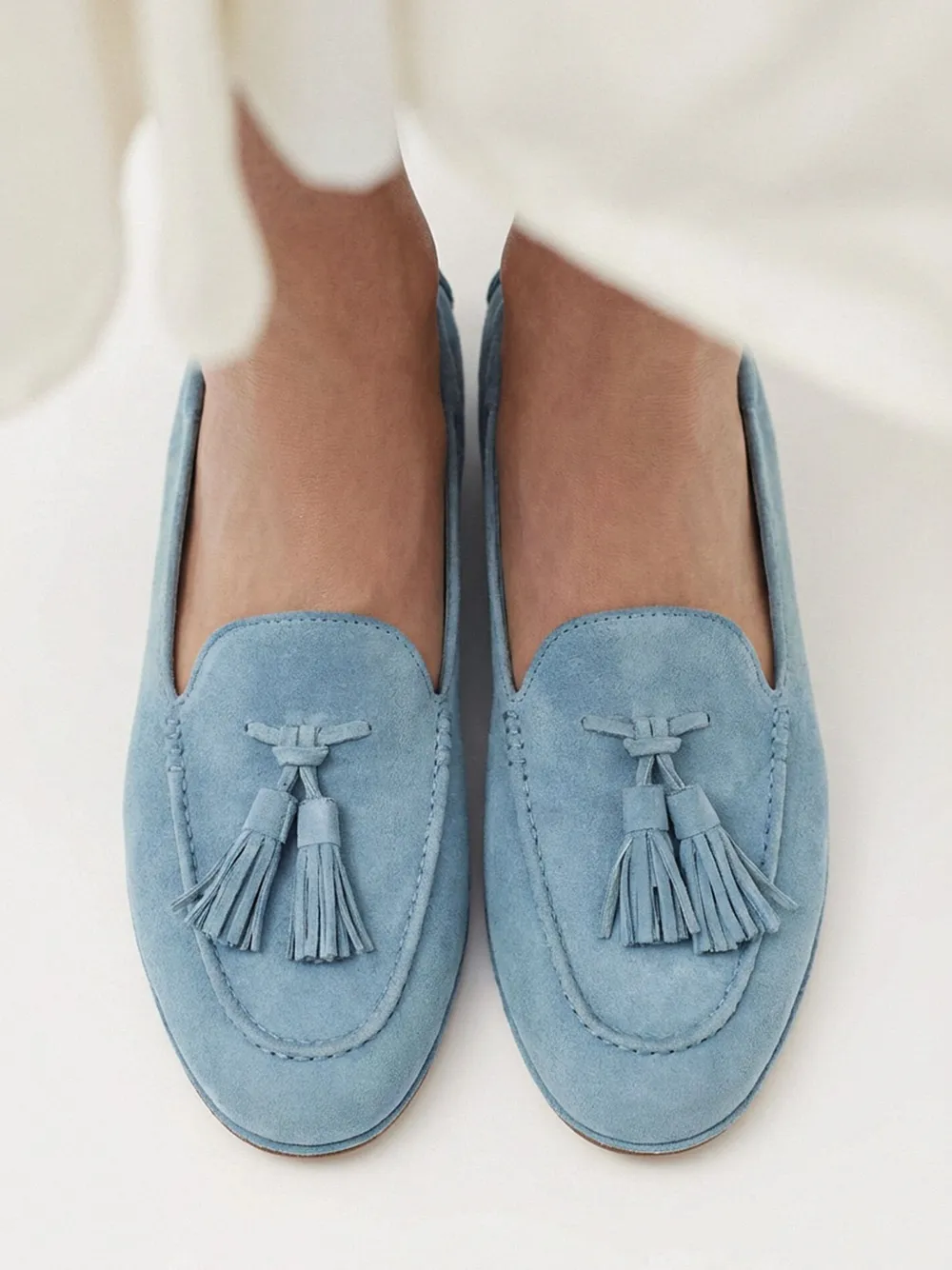 Scarosso Anais suède loafers met kwastjes Blauw