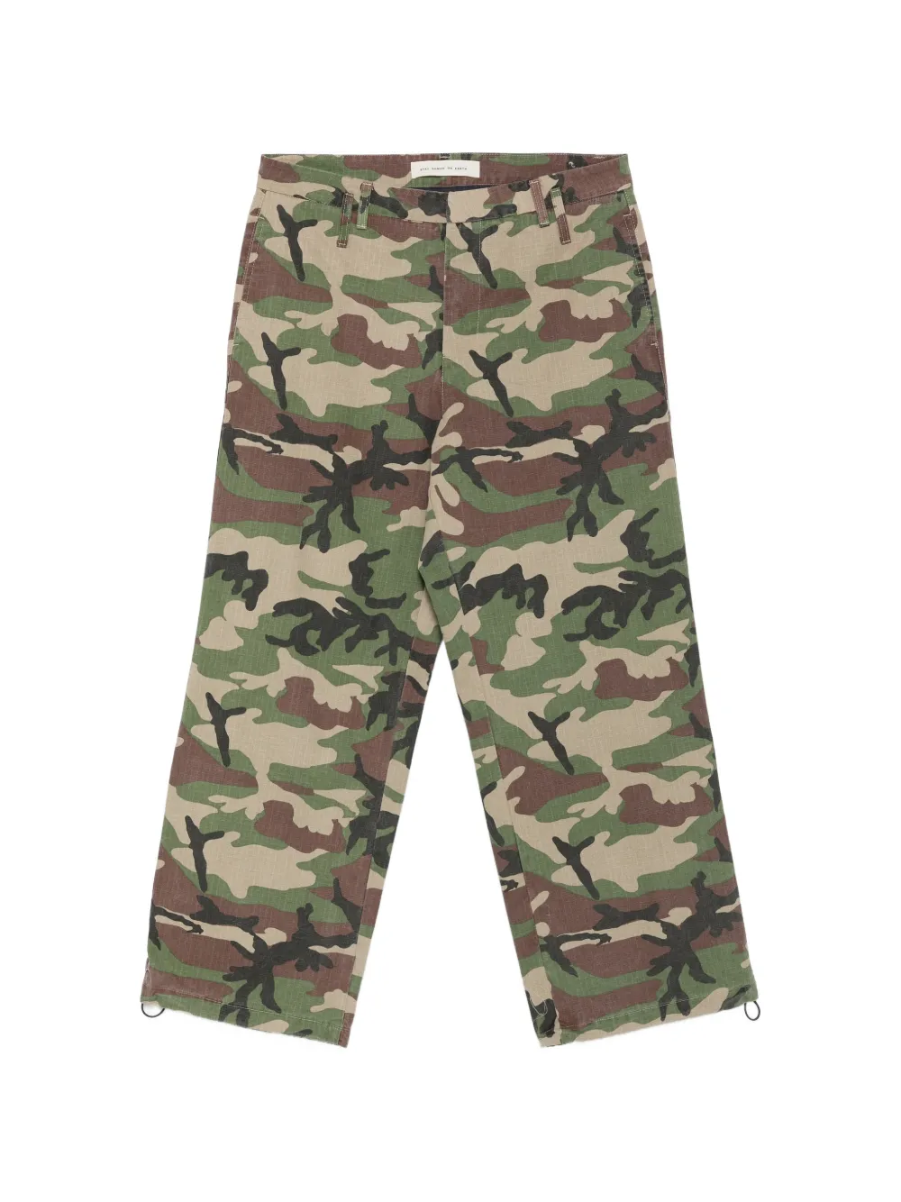 STAY HUMAN ON EARTH camouflage-print trousers - Verde