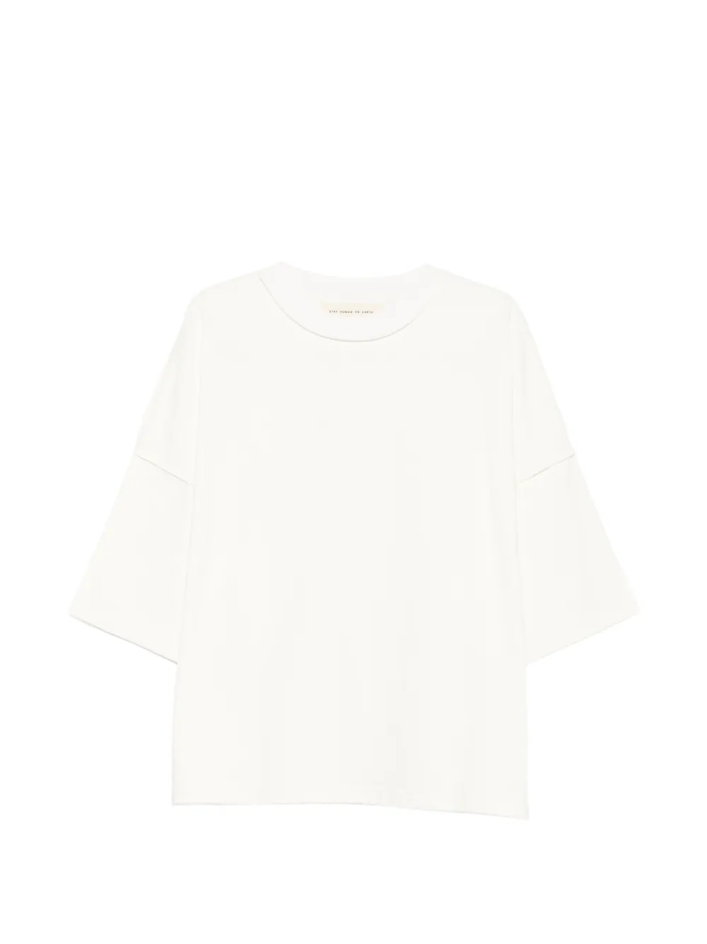 STAY HUMAN ON EARTH dropped-shoulders T-shirt - Bianco