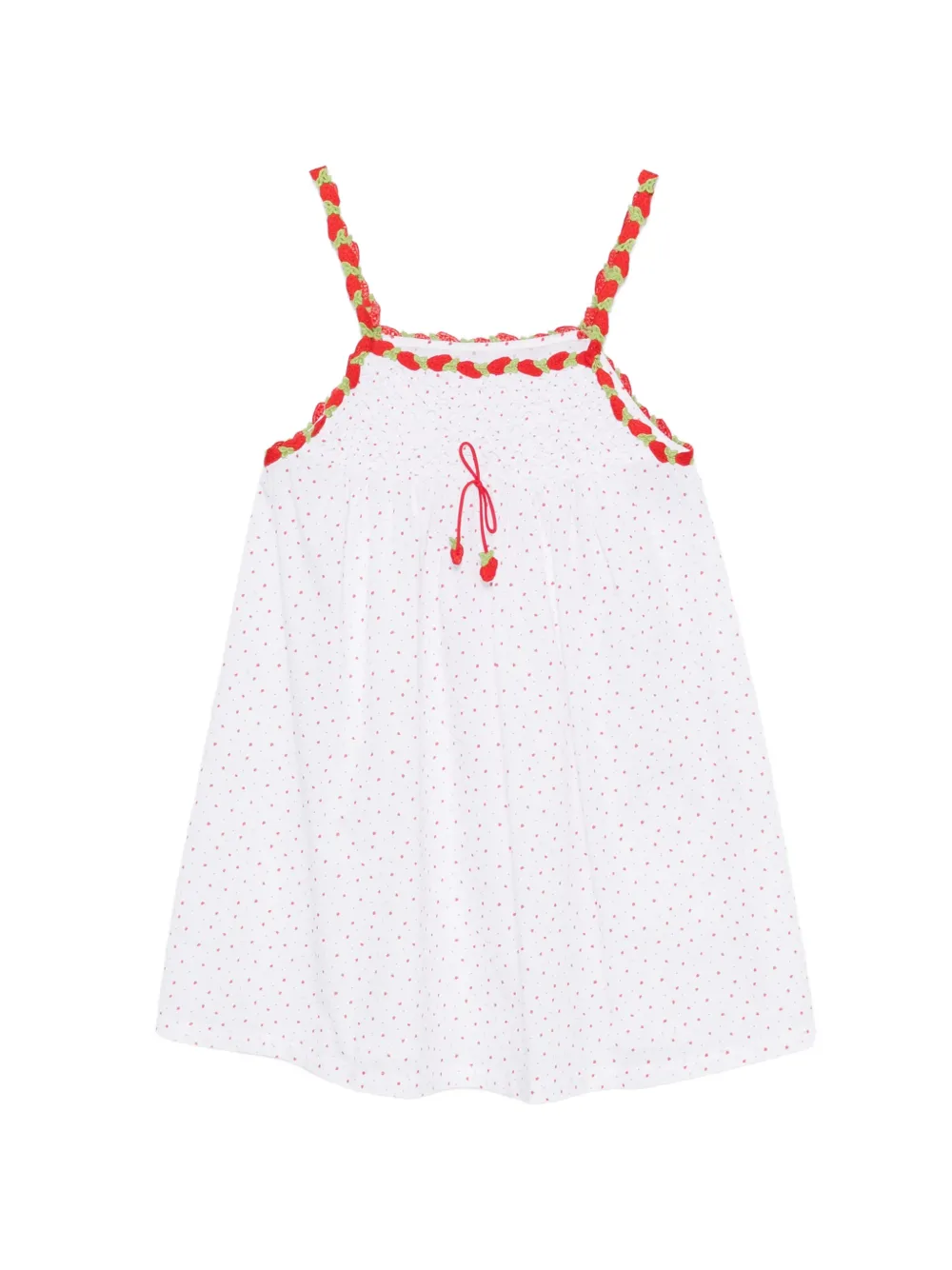 Frankies Bikinis Coppola polka dot strawberry-print mini dress - Bianco