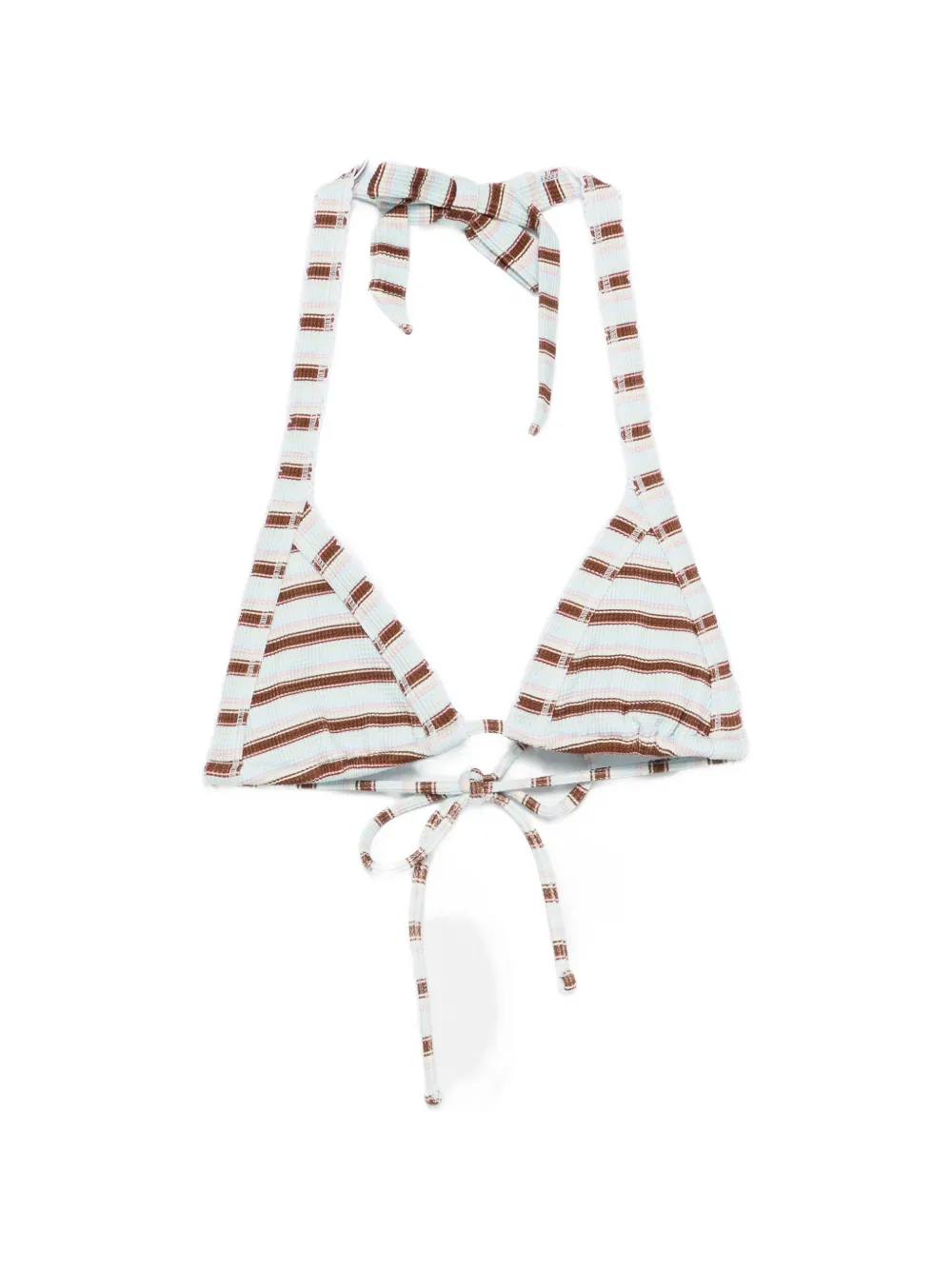 Frankies Bikinis Taite Thermal Striped Bikini Top In Transparent